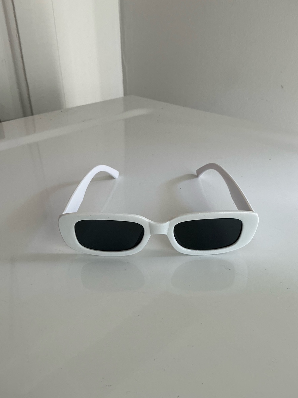 White Rectangle Kids Sunglasses with Dark Lenses
